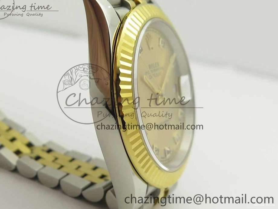 0131 Flexible DateJust 41 126334 904L SS YG DJF 1:1 Best Edition Gold Dial Diamond Markers on SS YG Jubilee Bracelet A 3250